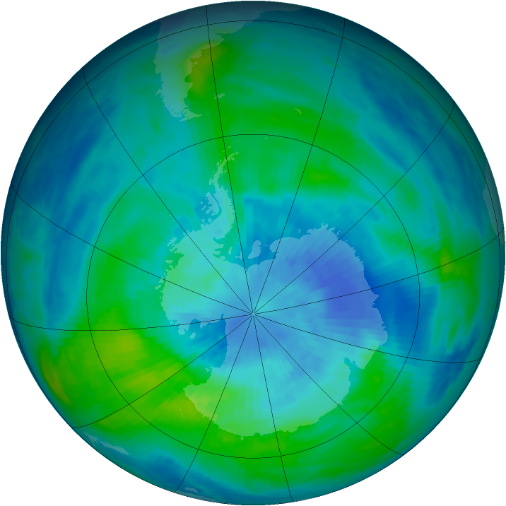 Antarctic ozone map for 20 March 1985